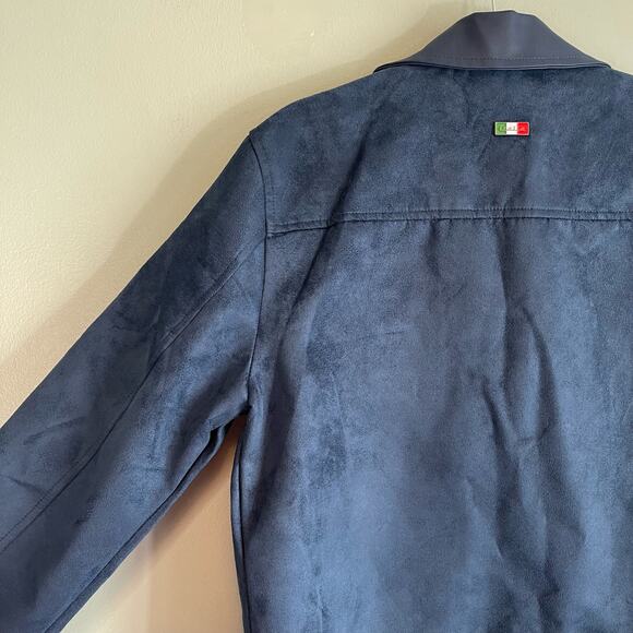 Superlative Fashion SF Italian Luxury Bomber Jacket Mens M Suede Zip Up Blue NWT - Picture 10 of 14